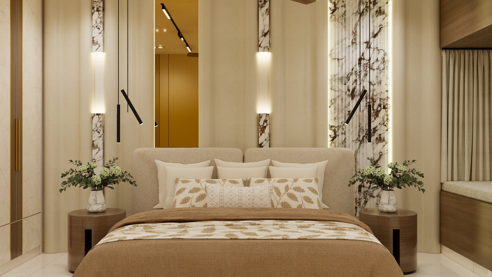 Master bedroom detail view — Premium 3BHK Residential Interior, Hyderabad