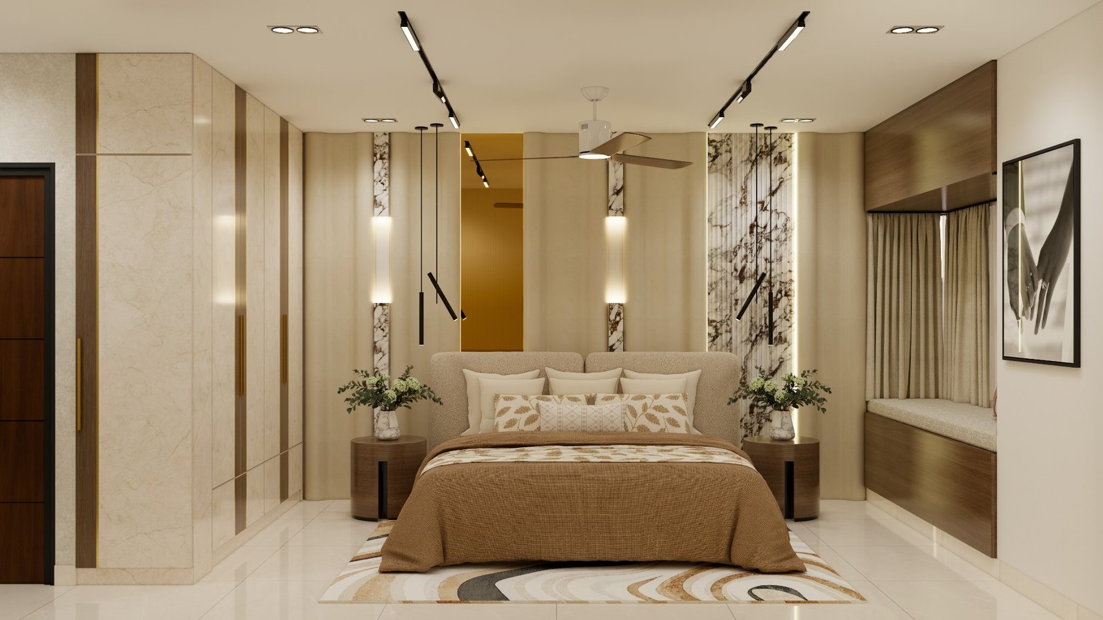 Master bedroom wide view