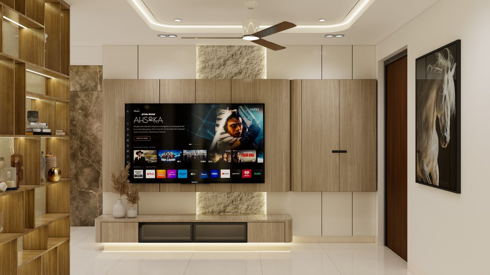 TV lounge and media wall interior
