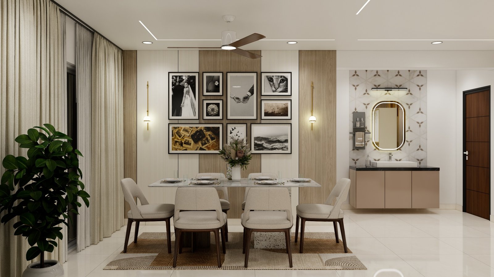 Dining area back wall — Economical Styling 3BHK