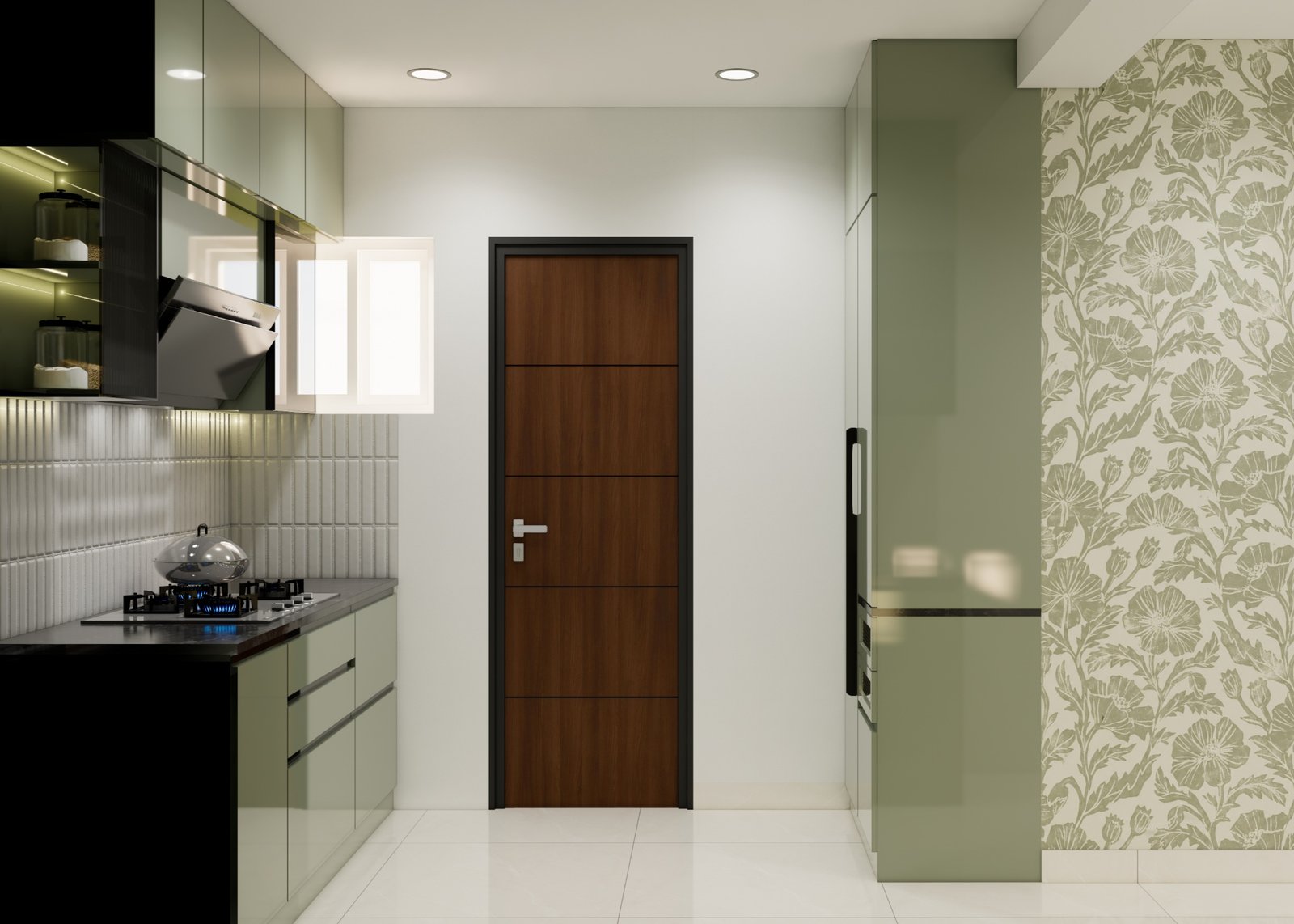 Modular kitchen door view — Economical Styling 3BHK