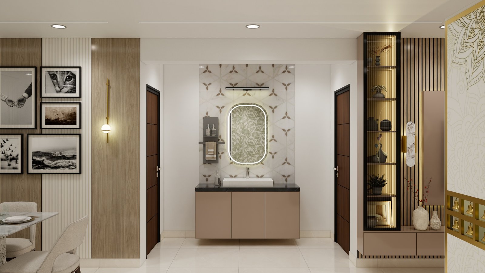 Dining area vanity view — Economical Styling 3BHK