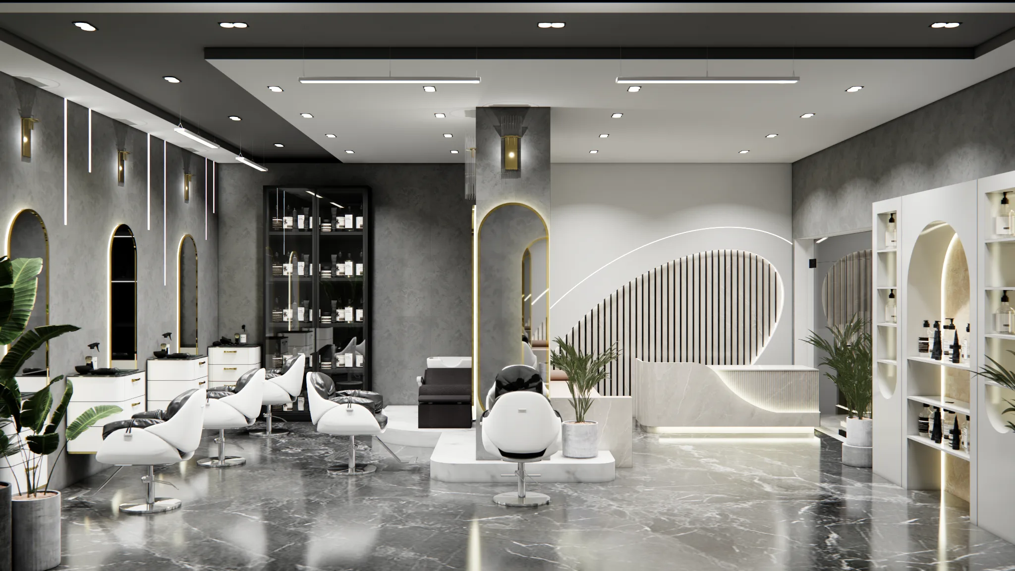 Reception lounge and salon overview