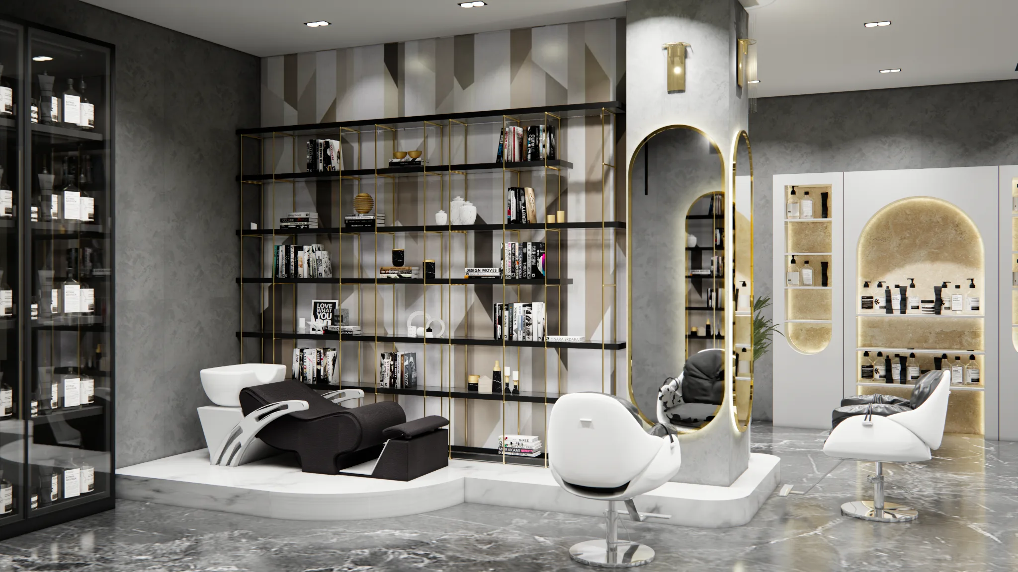 Illuminated product display and wash area