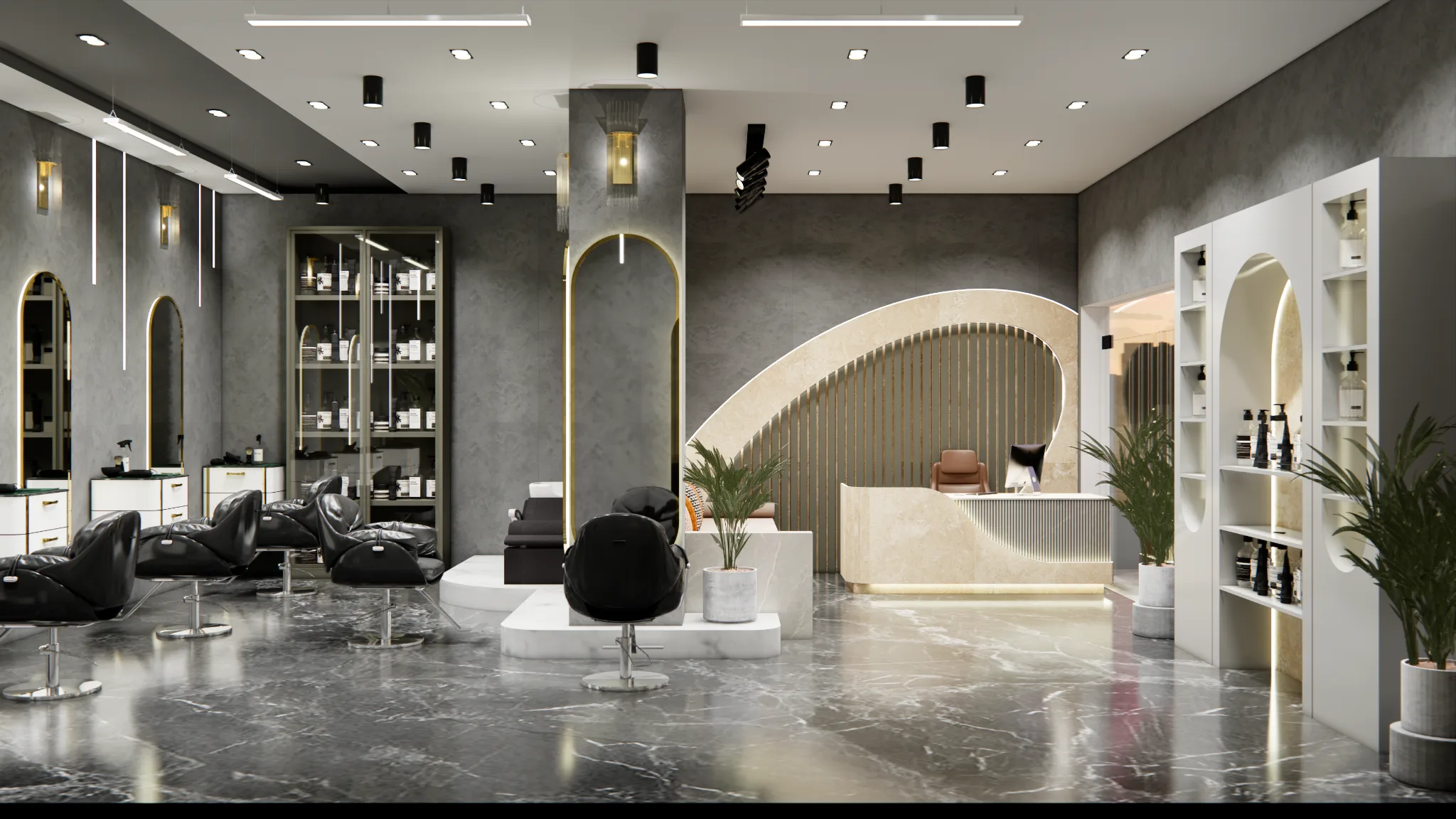 Reception and styling area overview