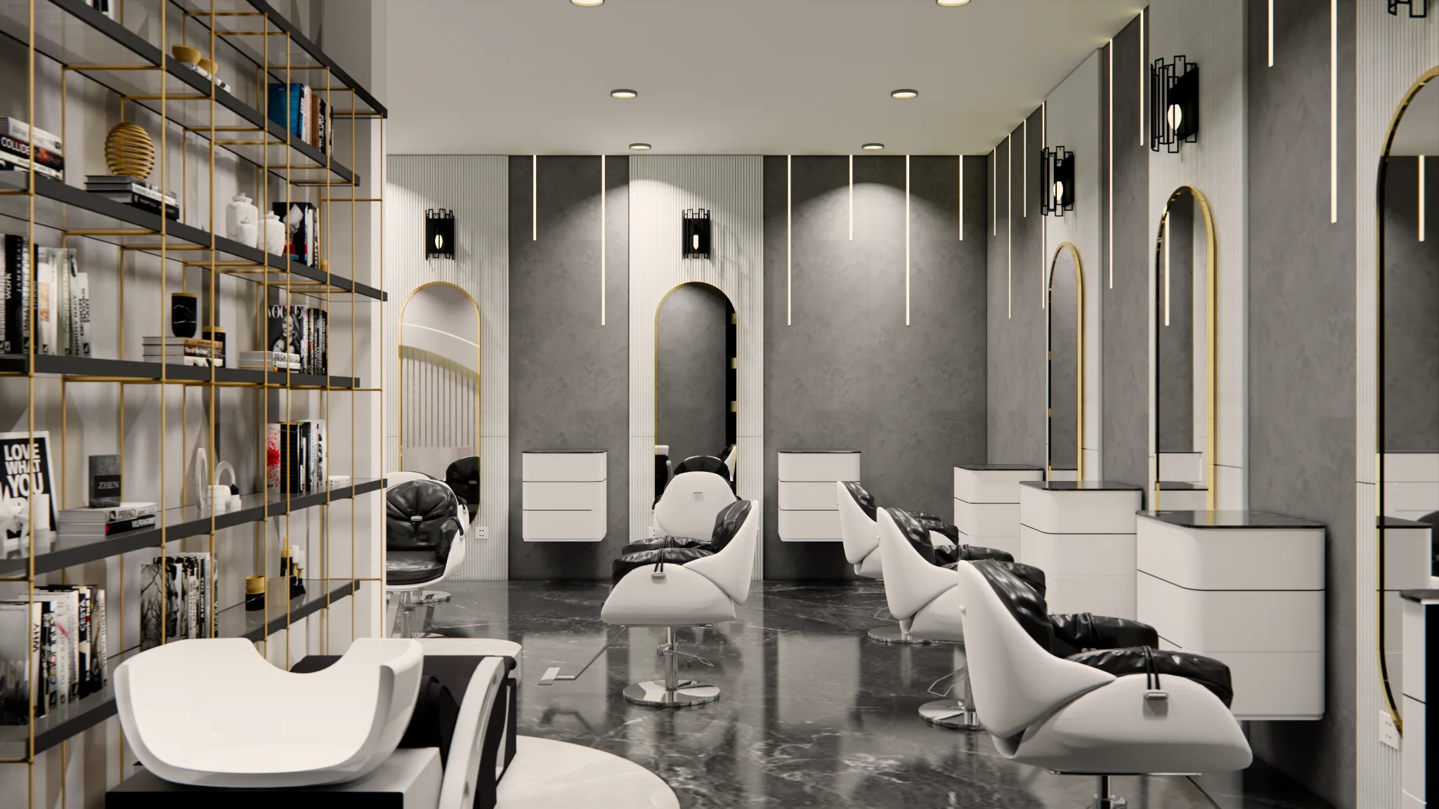Right side view of salon interior